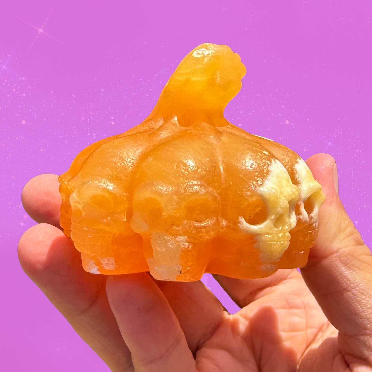 Super Juicy Yellow Calcite Skull Pumpkin YC38