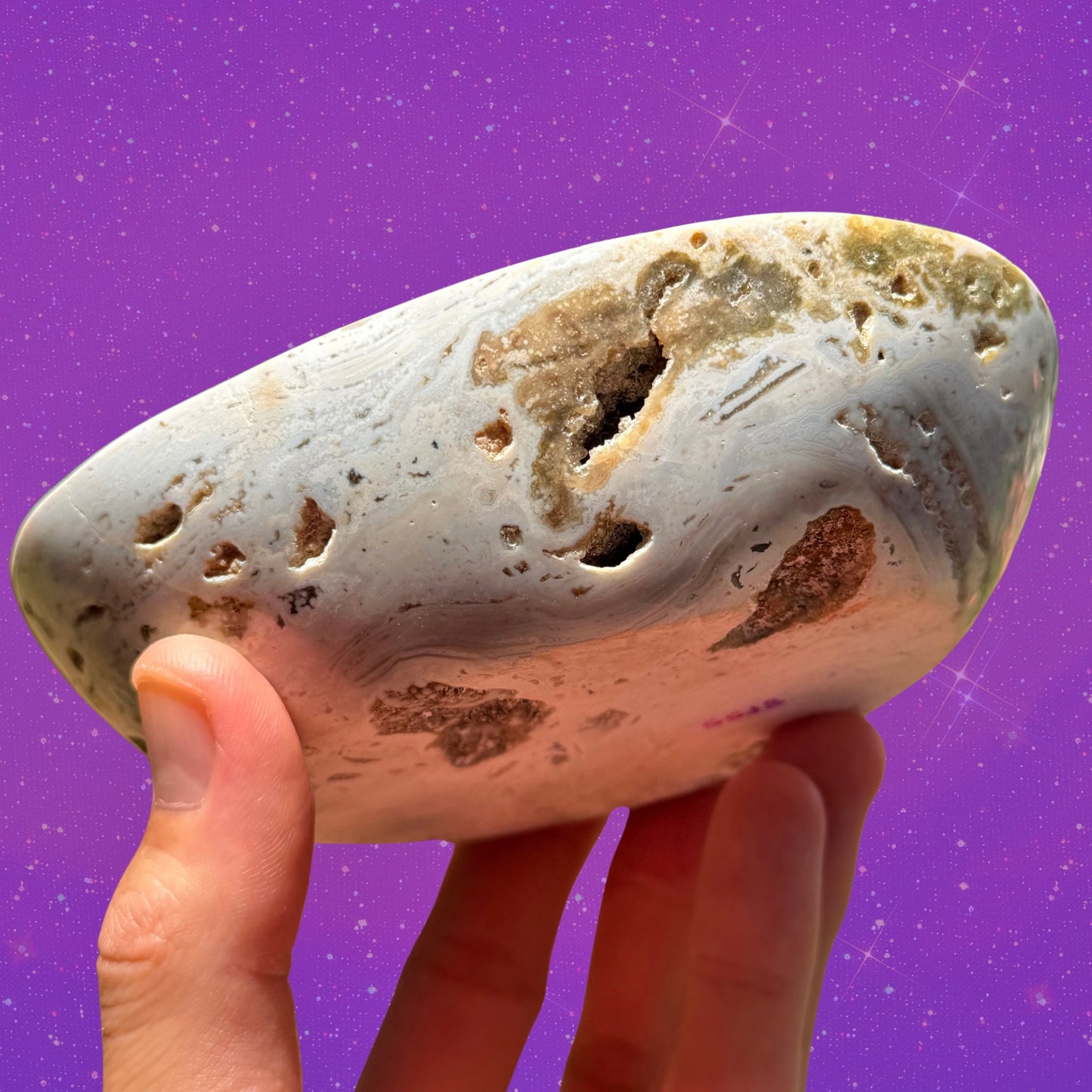 White Mocha Toned Ocean Jasper Bowl SP55