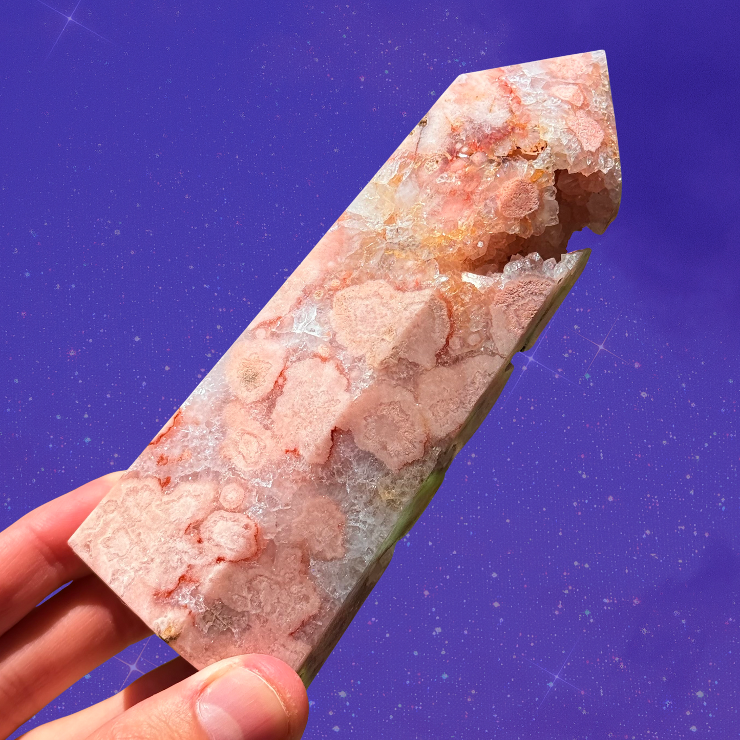 Pretty, High-Quality Pink Amethyst Tower with Big Flowers PA118
