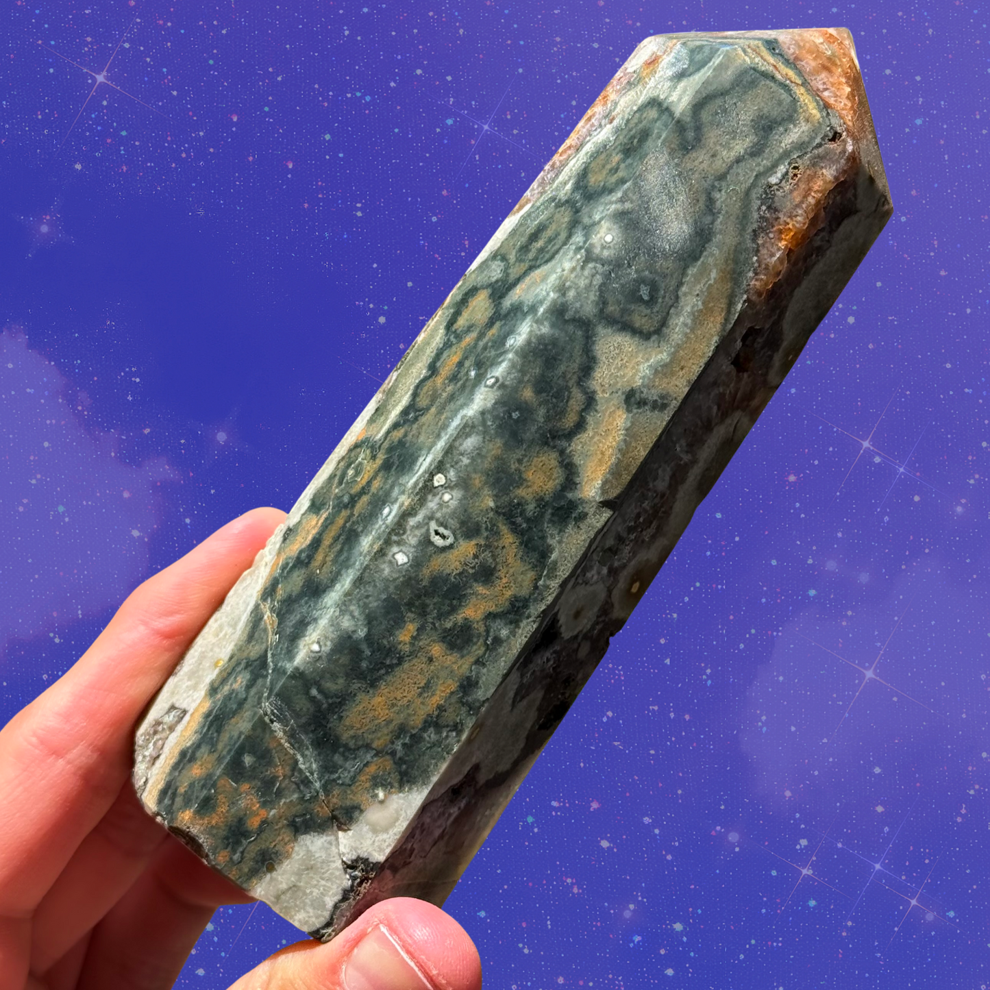 SALE! Kabamby Jasper Tower with Gorgeous Golden Healer Quartz OJ114