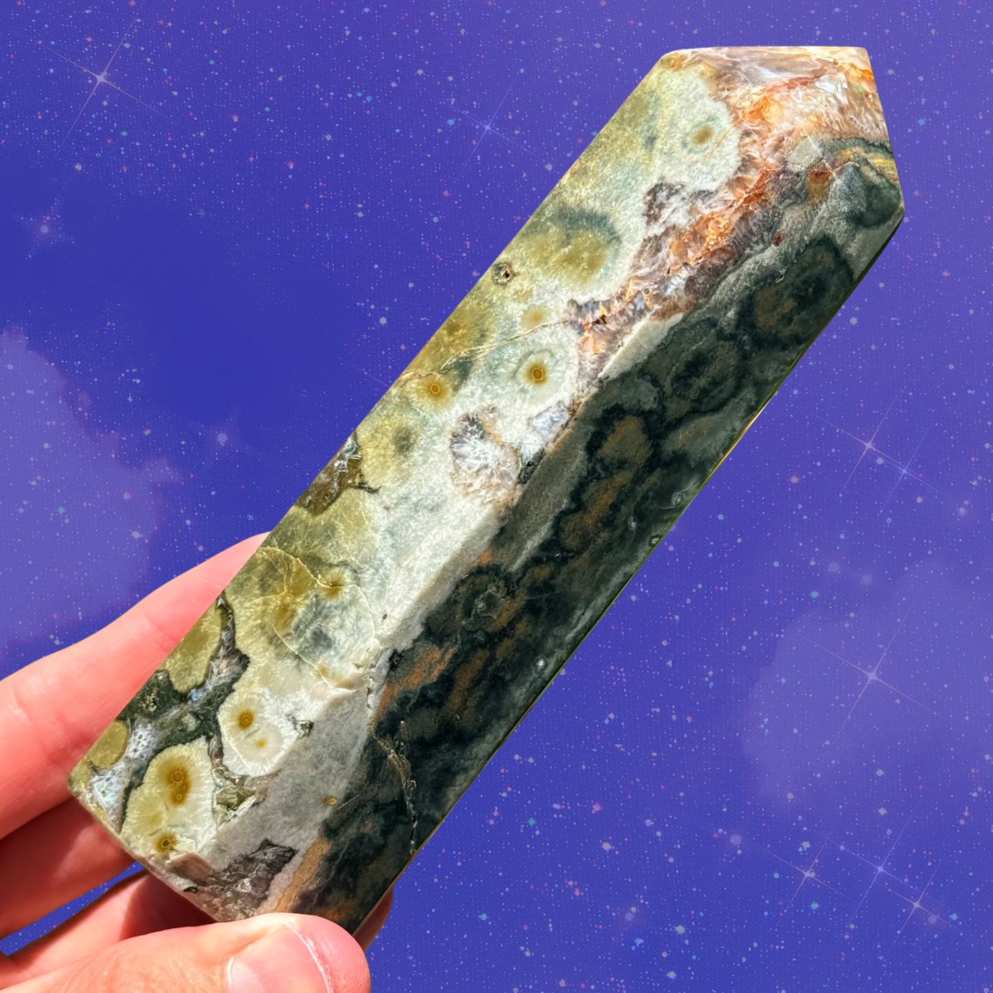 SALE! Kabamby Jasper Tower with Gorgeous Golden Healer Quartz OJ114