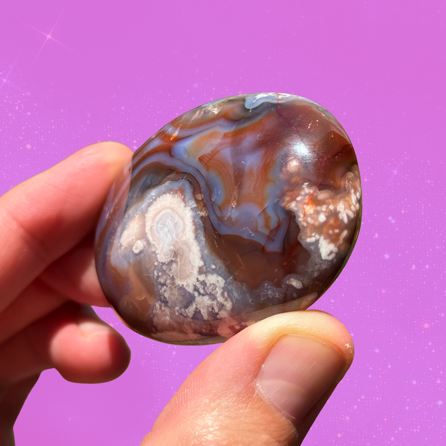 Carnelian Flower Agate Palm Stone CAG22