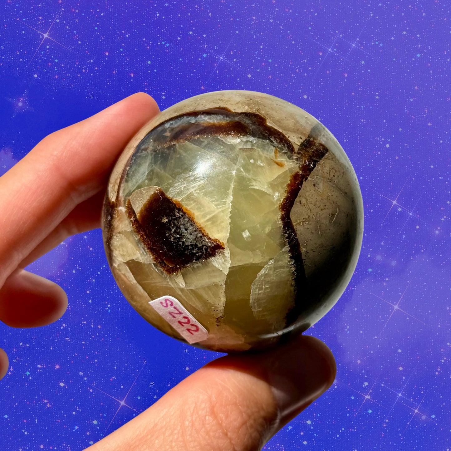 Ancient Septarian Sphere, UV Reactive