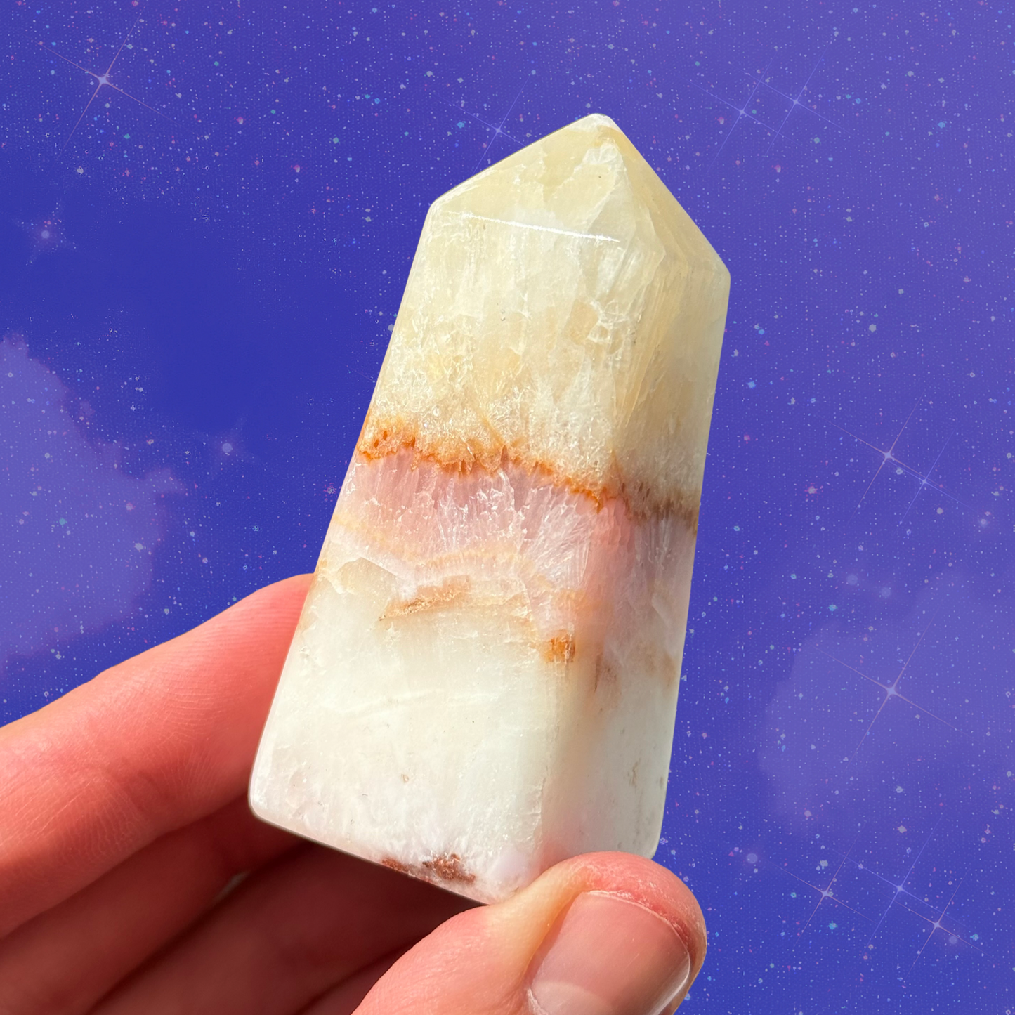 Yellow and Pink Aragonite Obelisk C11