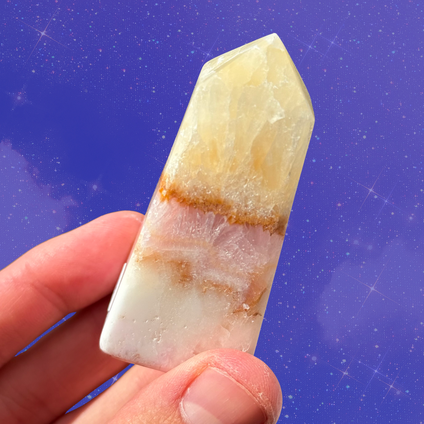 Yellow and Pink Aragonite Obelisk C11