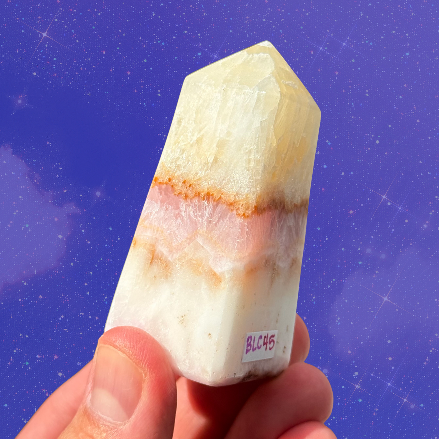 Yellow and Pink Aragonite Obelisk C11
