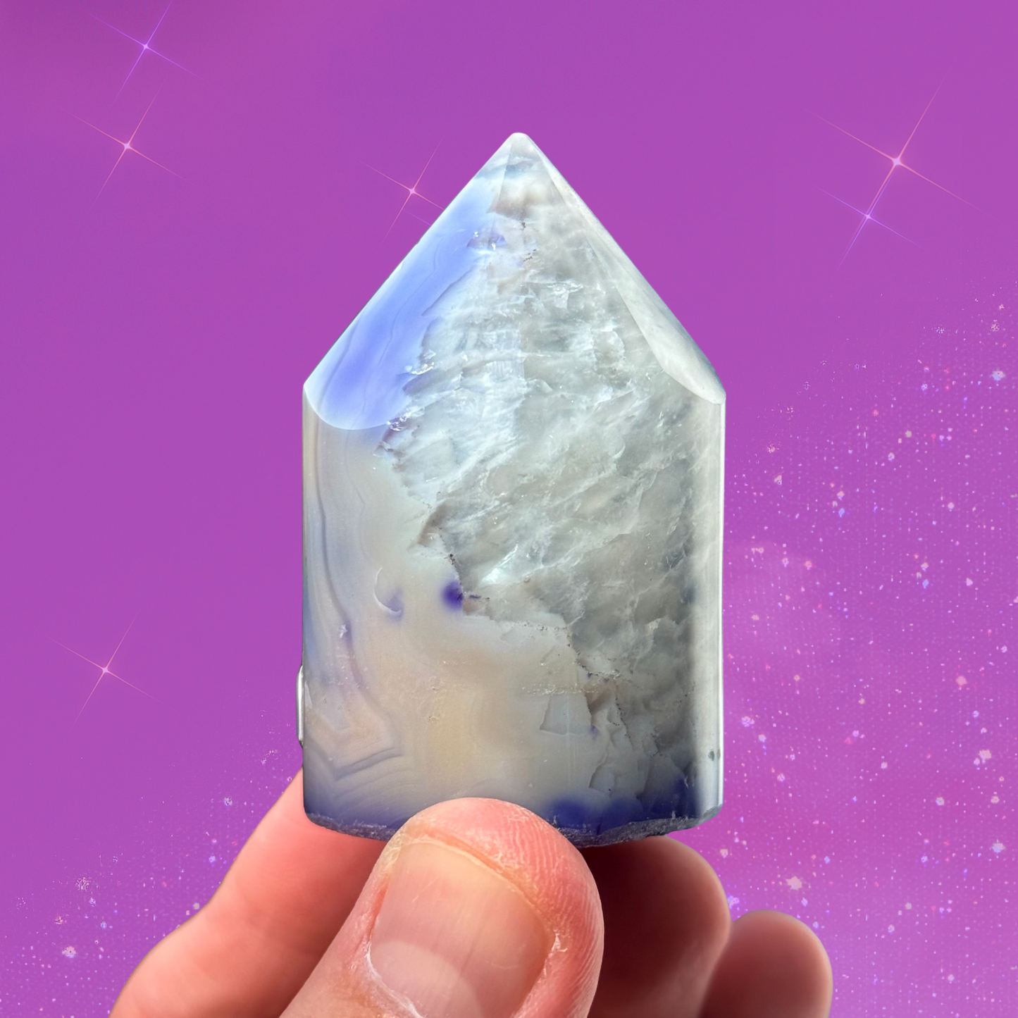 Swirly Purple Agate and Quartz Cylinder Tower with Dye Added
