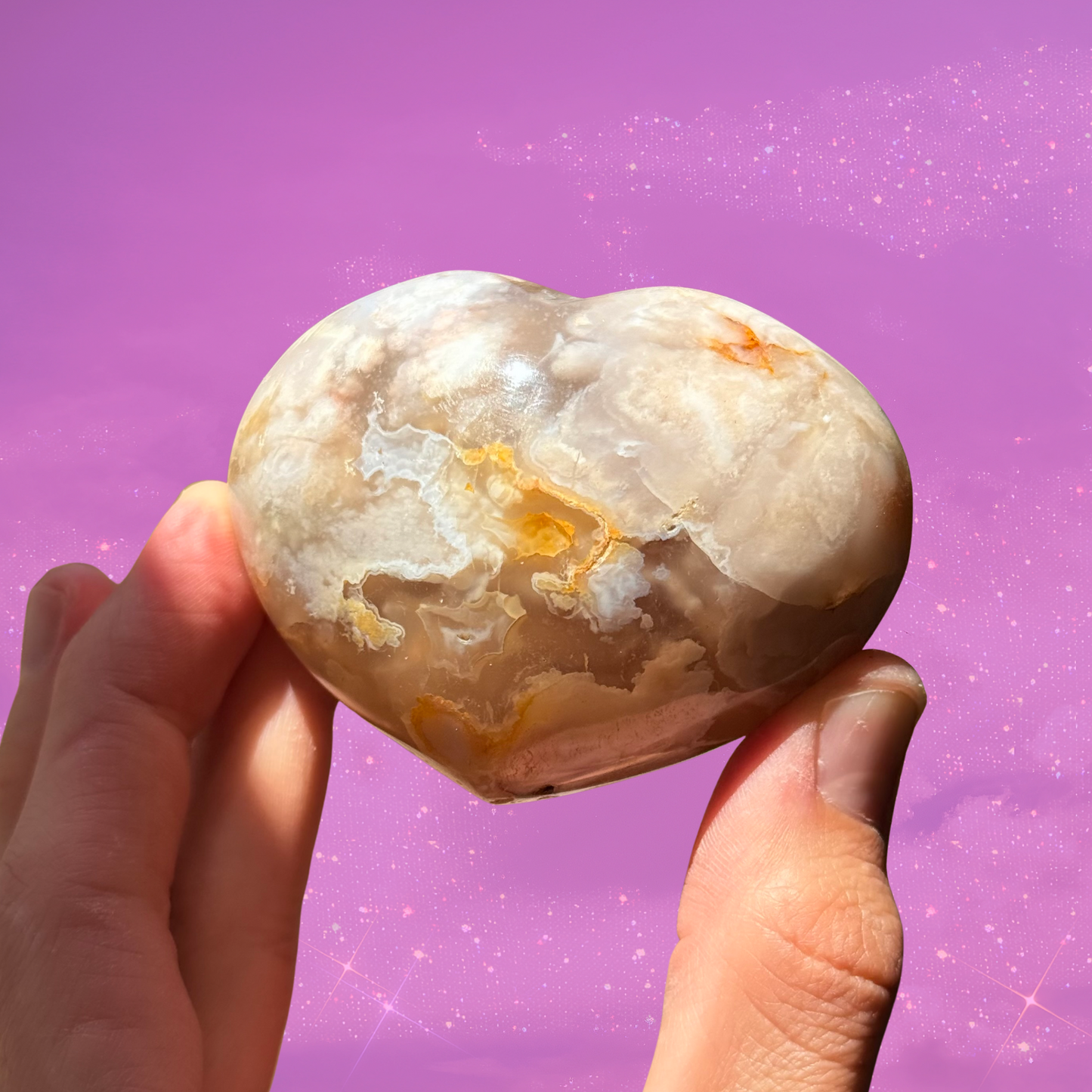 Flower Agate Heart C19