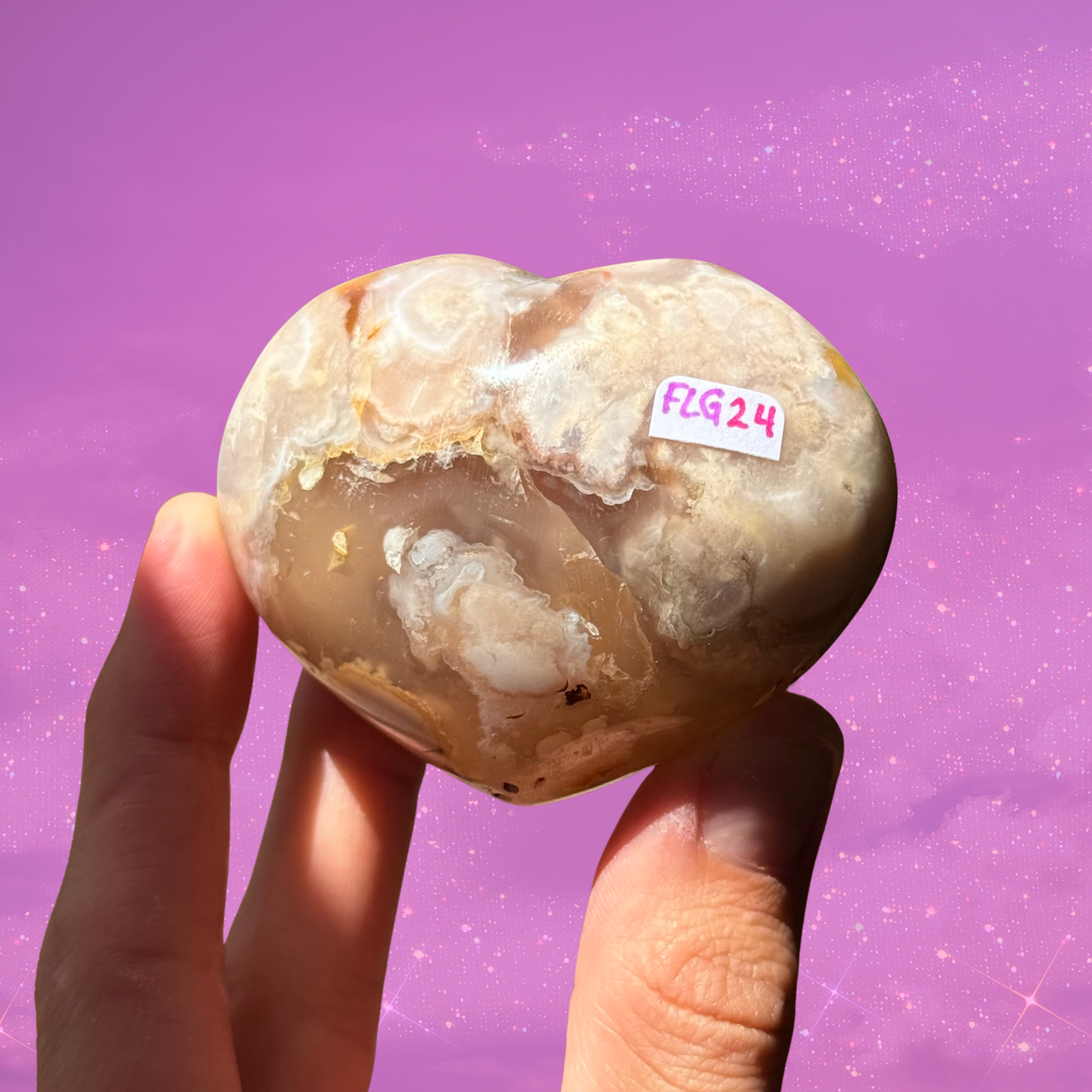 Flower Agate Heart C19