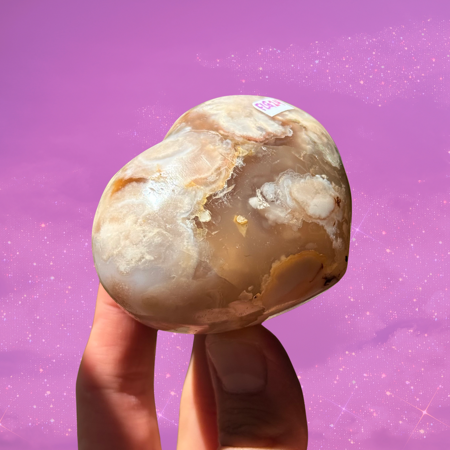 Flower Agate Heart C19