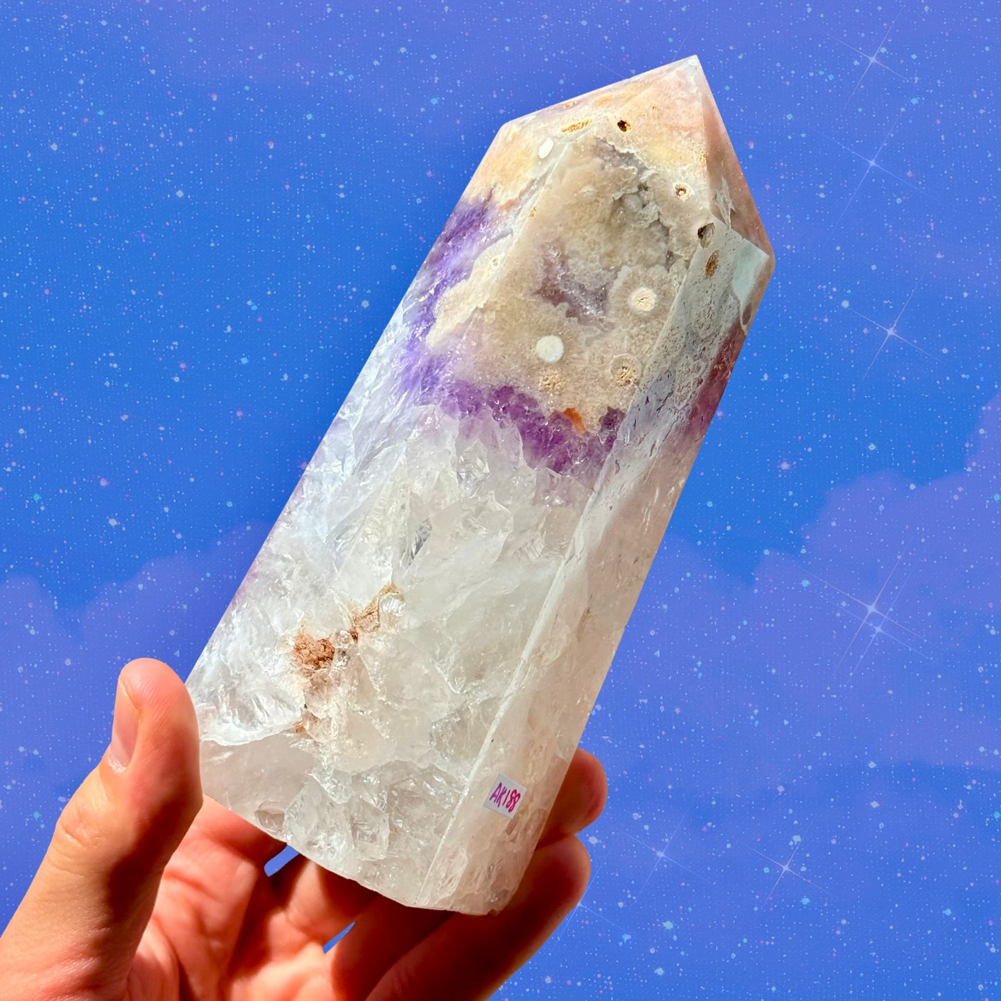 Deluxe Amethyst Flower Agate in Quartz Large Tower C23