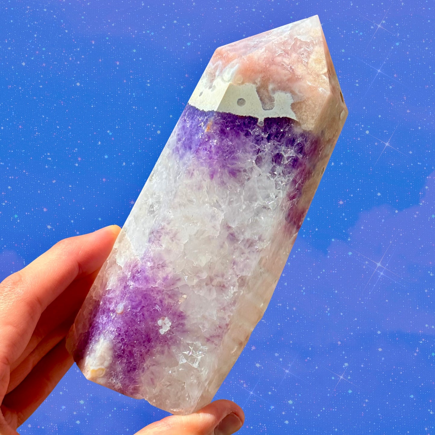 Deluxe Amethyst Flower Agate in Quartz Large Tower C23