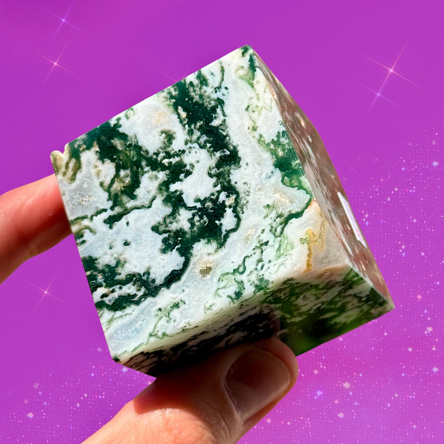 Moss Agate Cube C23