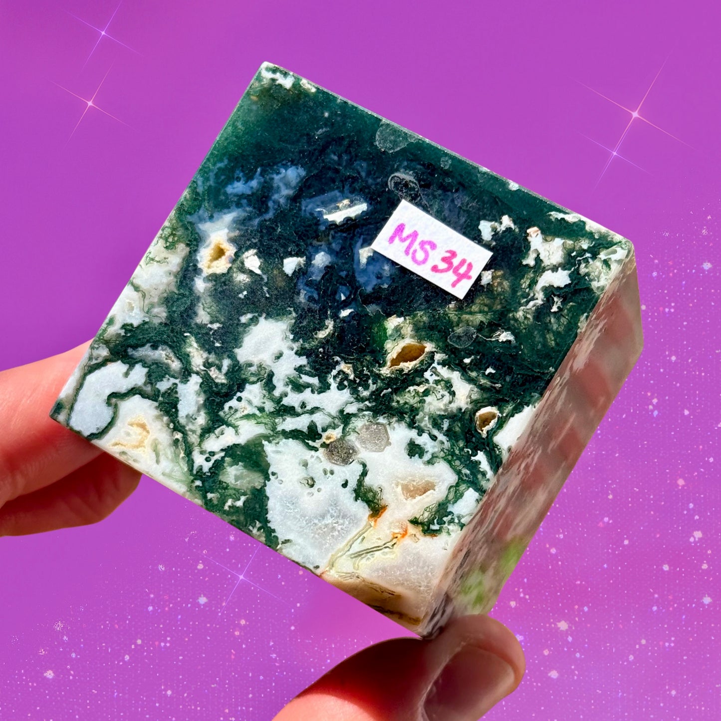 Moss Agate Cube C23