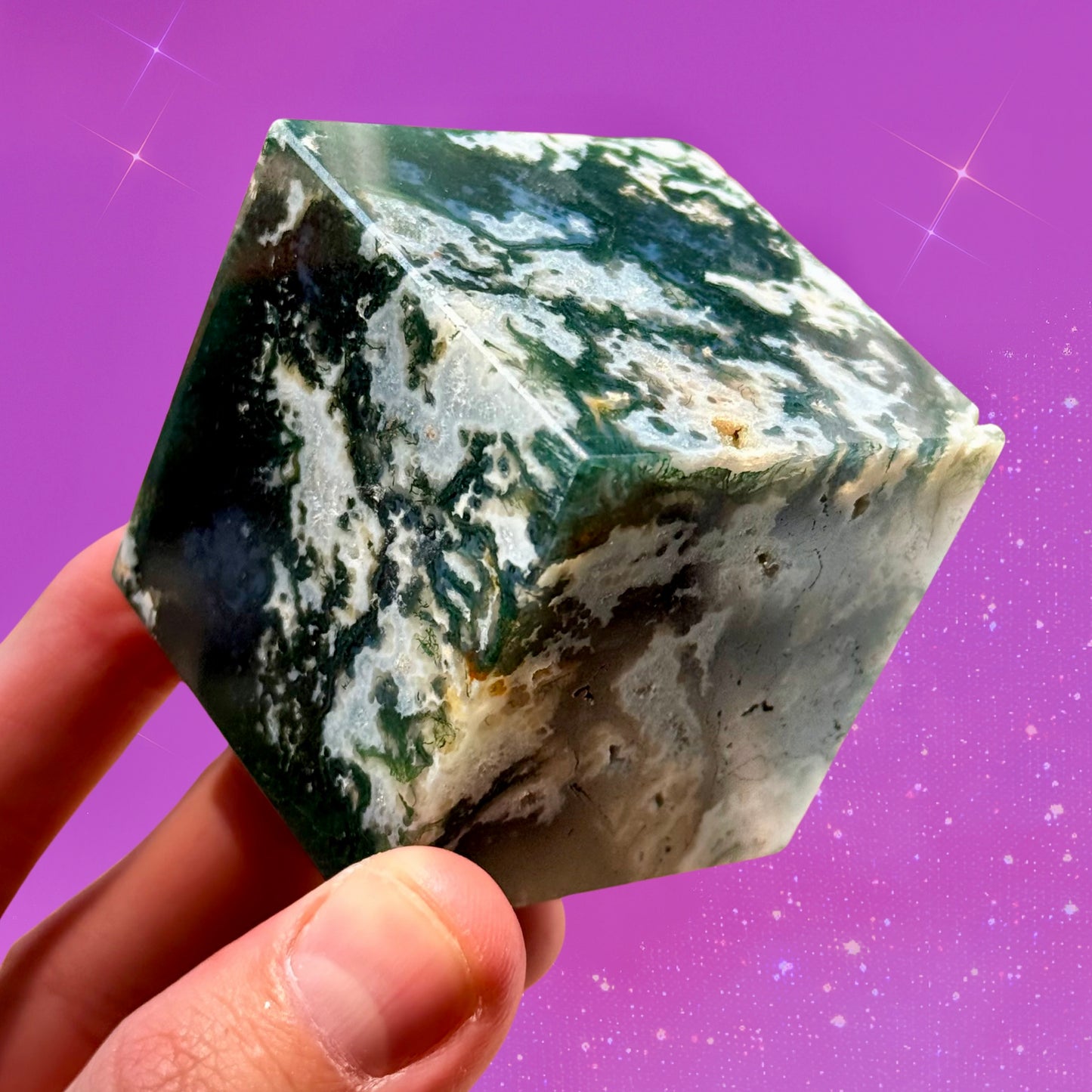 Moss Agate Cube C23