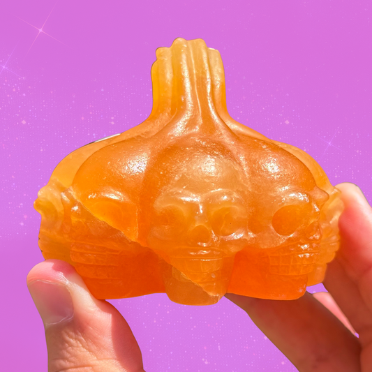 Super Juicy Yellow Calcite Skull Pumpkin
