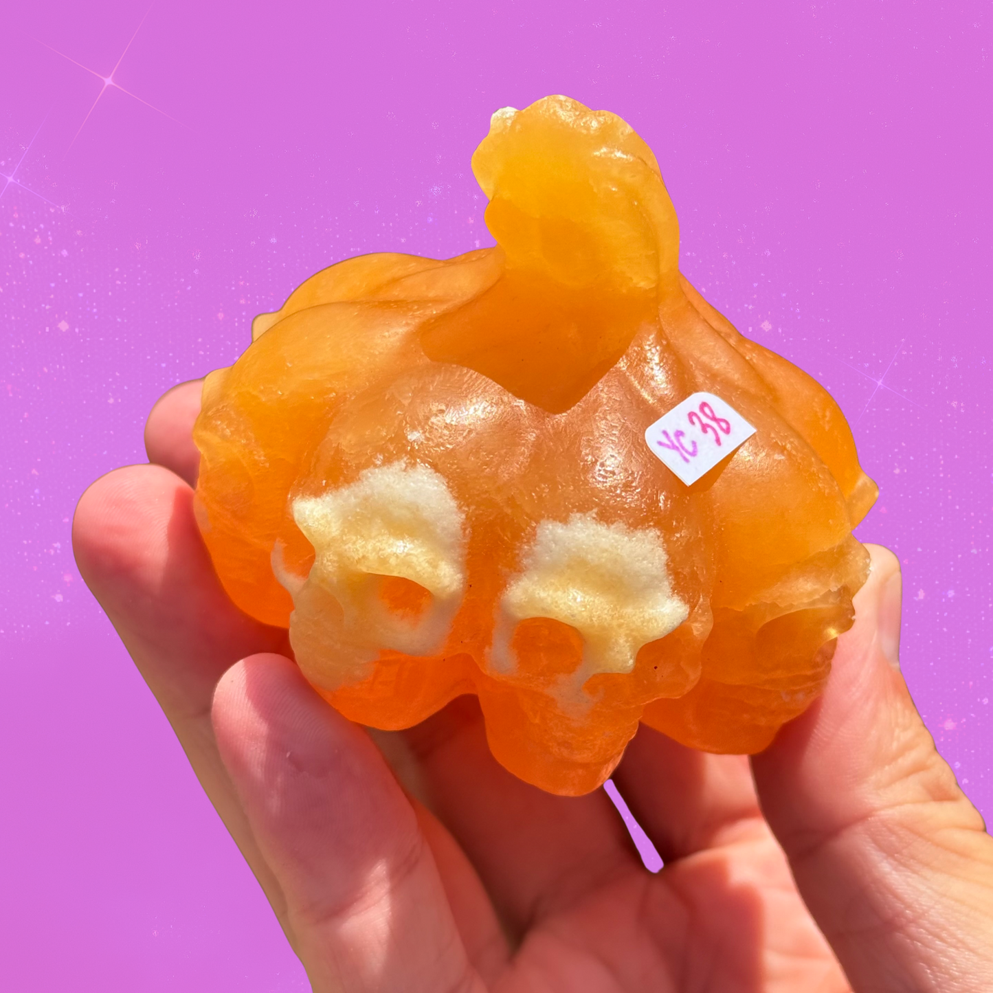 Super Juicy Yellow Calcite Skull Pumpkin