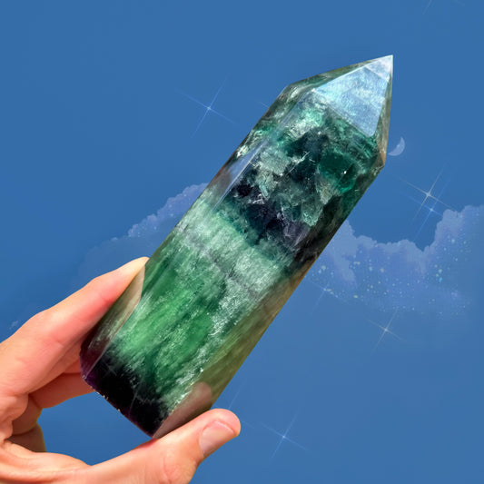 Stunning Deep Blue-Green Fluorite Tower