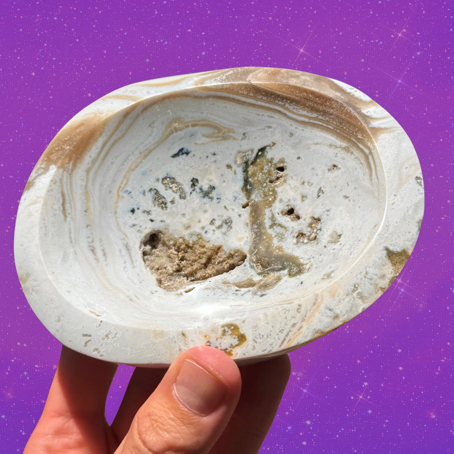 White Mocha Toned Ocean Jasper Bowl