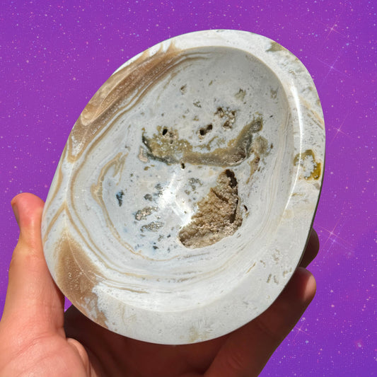White Mocha Toned Ocean Jasper Bowl