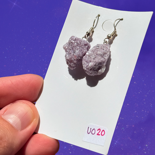 Lepidolite Dangling 925 Silver Hook Earrings