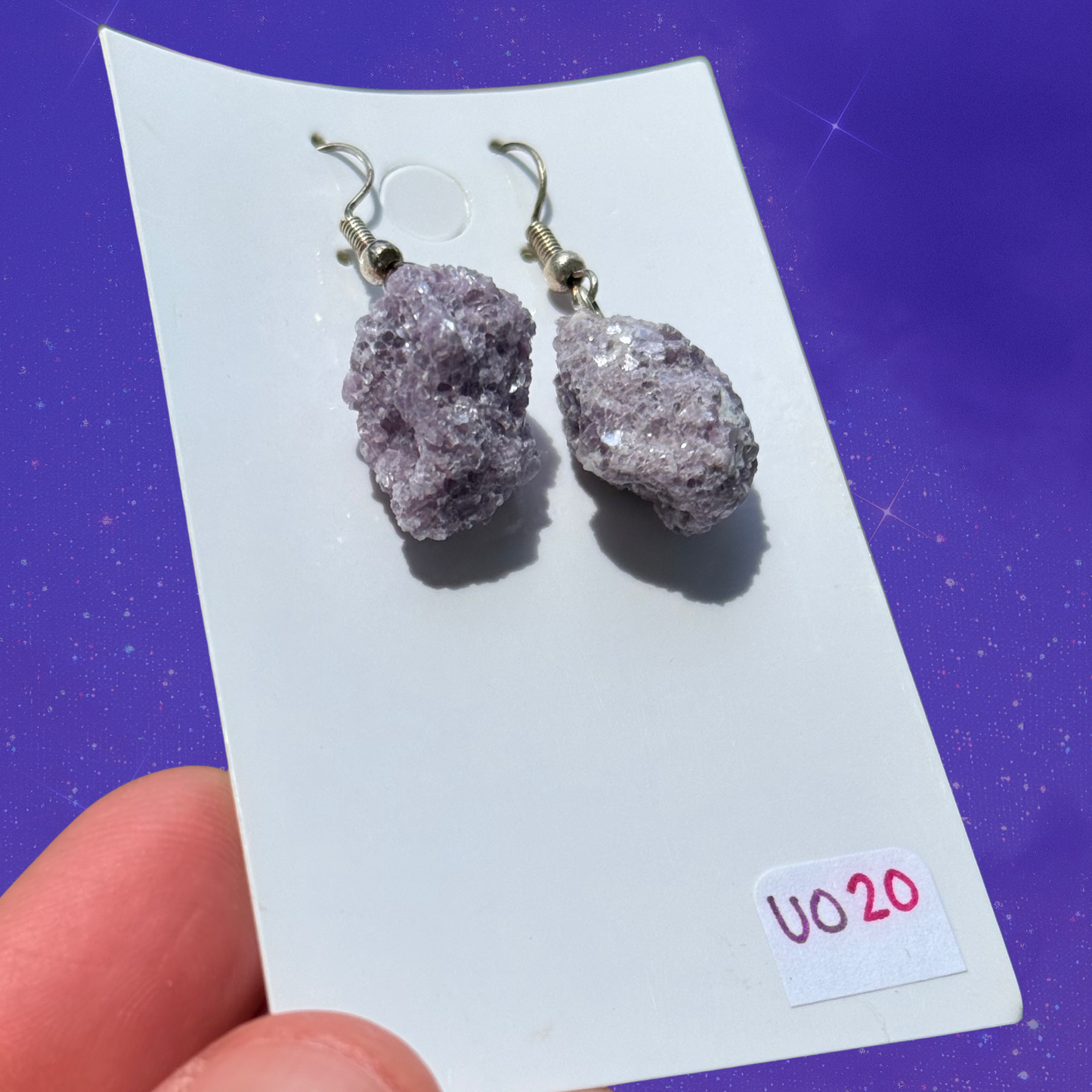 Lepidolite Dangling 925 Silver Hook Earrings