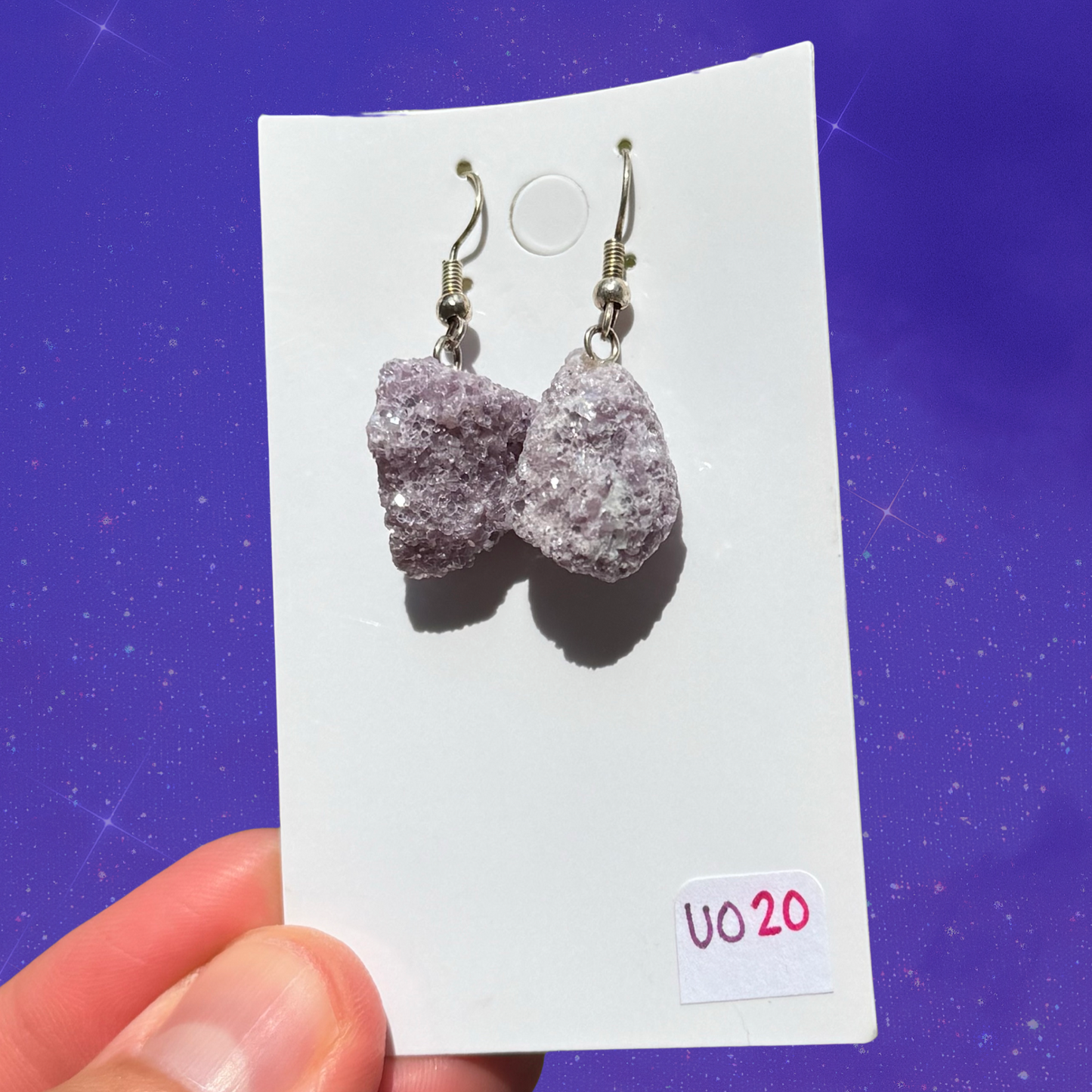Lepidolite Dangling 925 Silver Hook Earrings