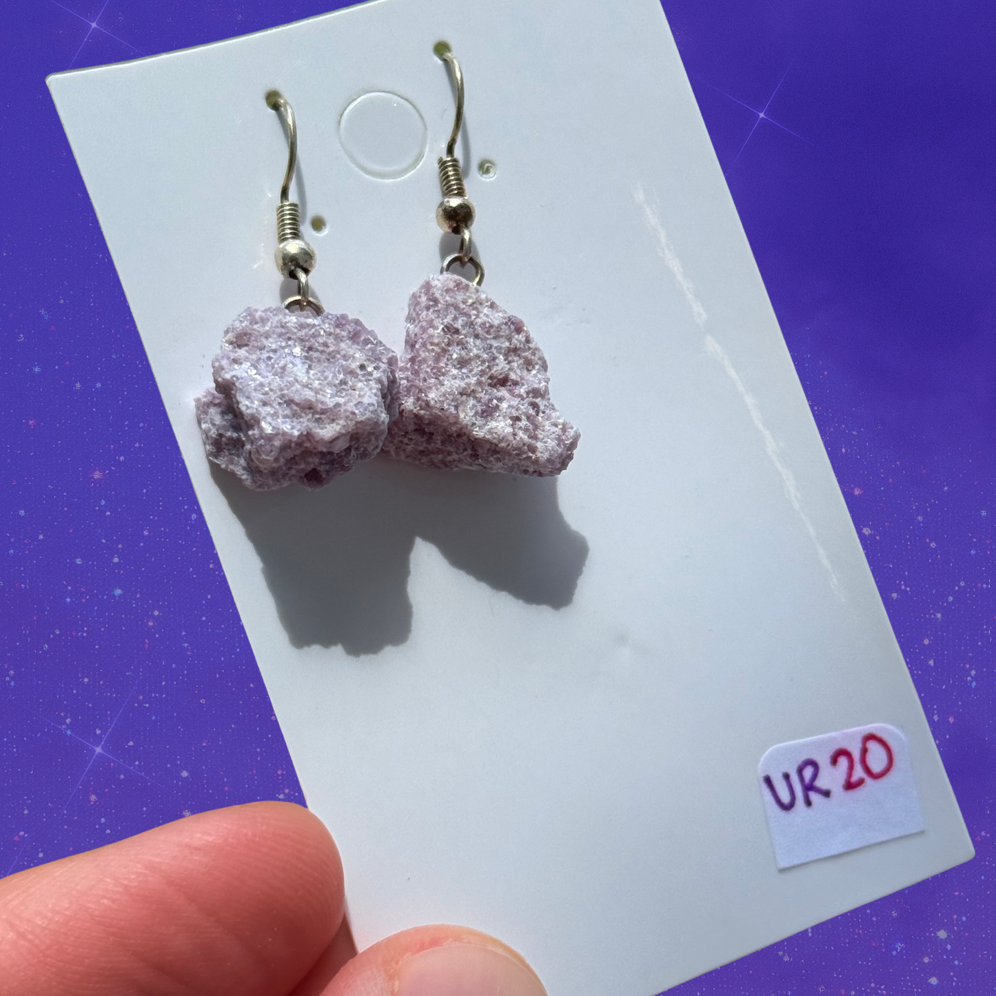 Lepidolite Dangling 925 Silver Hook Earrings