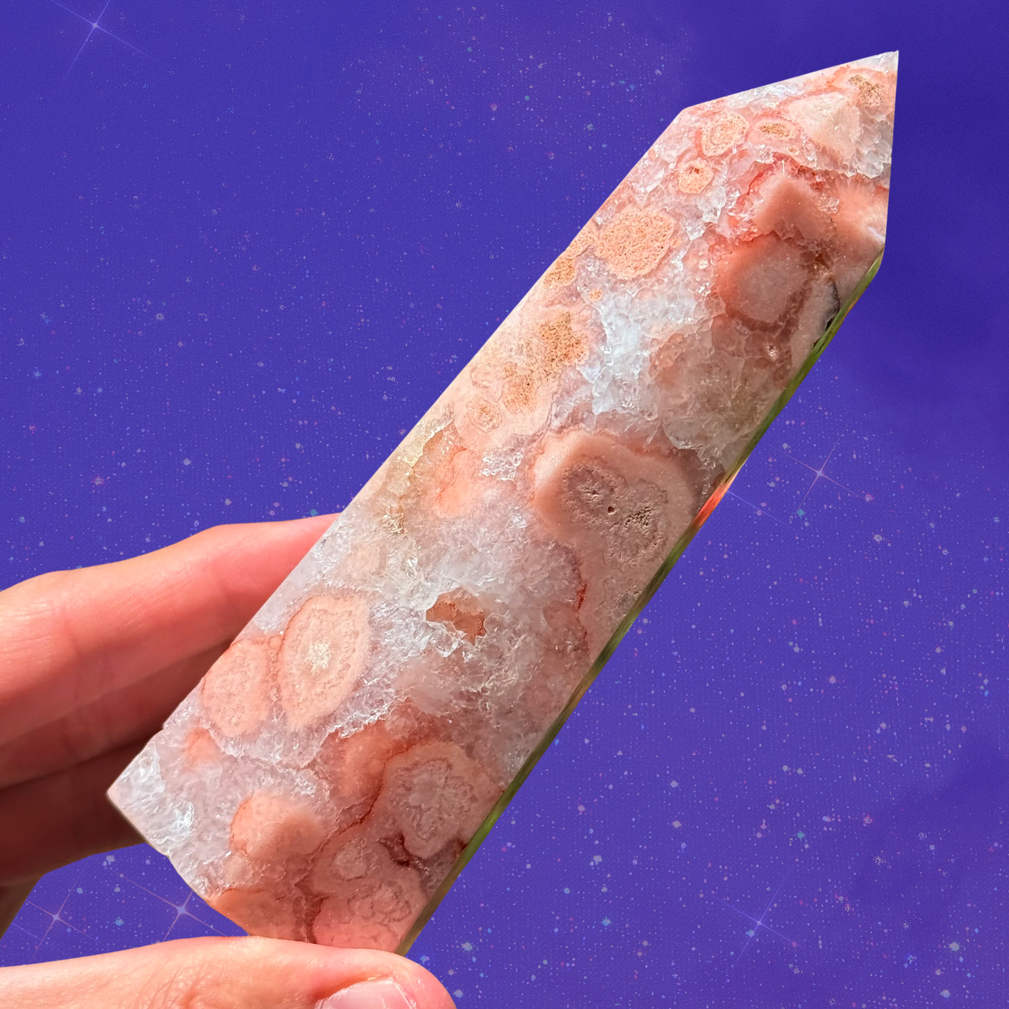 Pretty, High-Quality Pink Amethyst Tower with Big Flowers