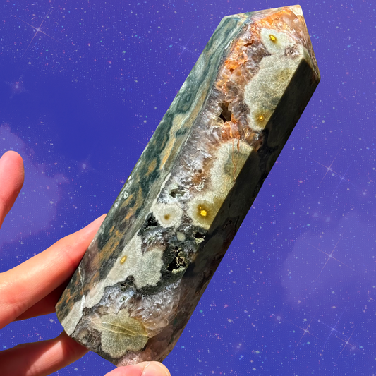 SALE! Kabamby Jasper Tower with Gorgeous Golden Healer Quartz