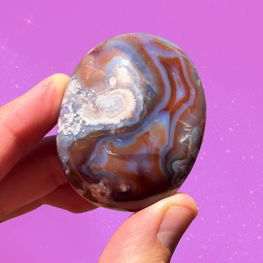 Carnelian Flower Agate Palm Stone