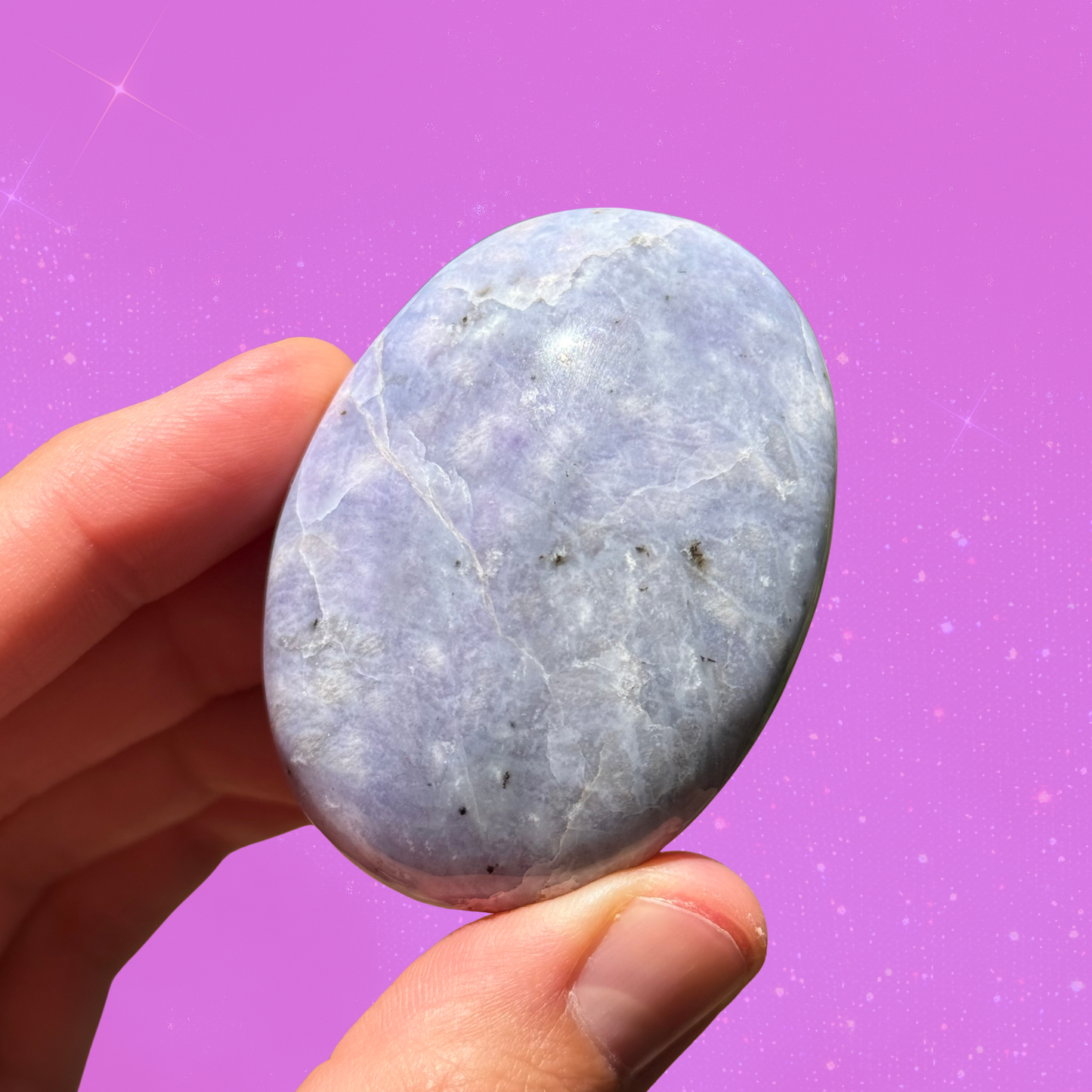 Heavenly Blue Chalcedony Palm Stone, Indonesia