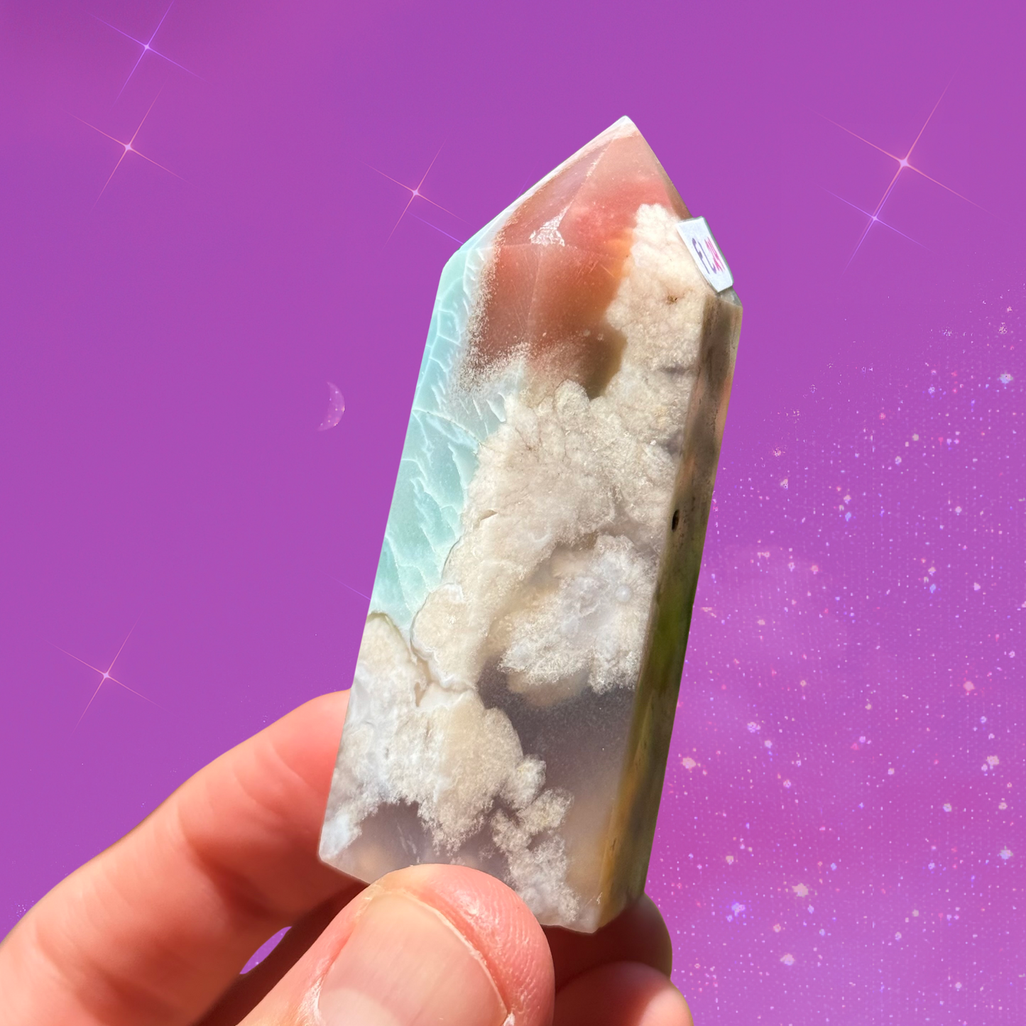 Gorgeous Green Flower Agate Tower