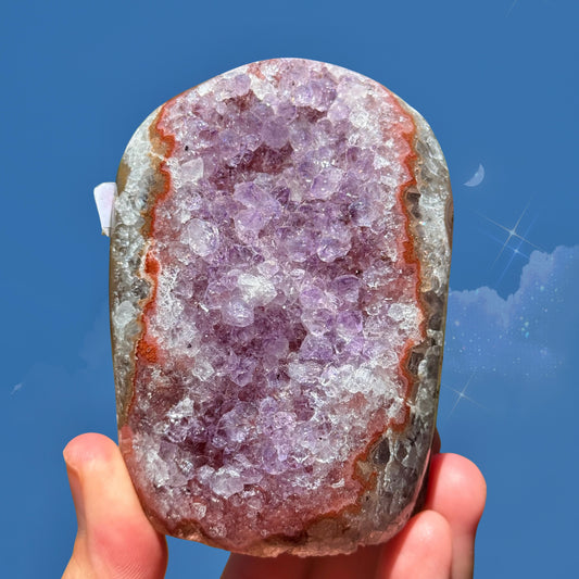 Amethyst Cluster Freeform with Beautiful Red Lining