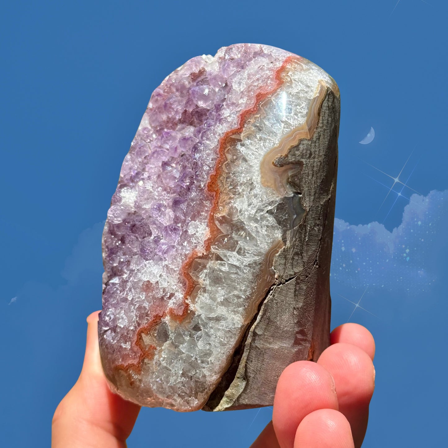 Amethyst Cluster Freeform with Beautiful Red Lining