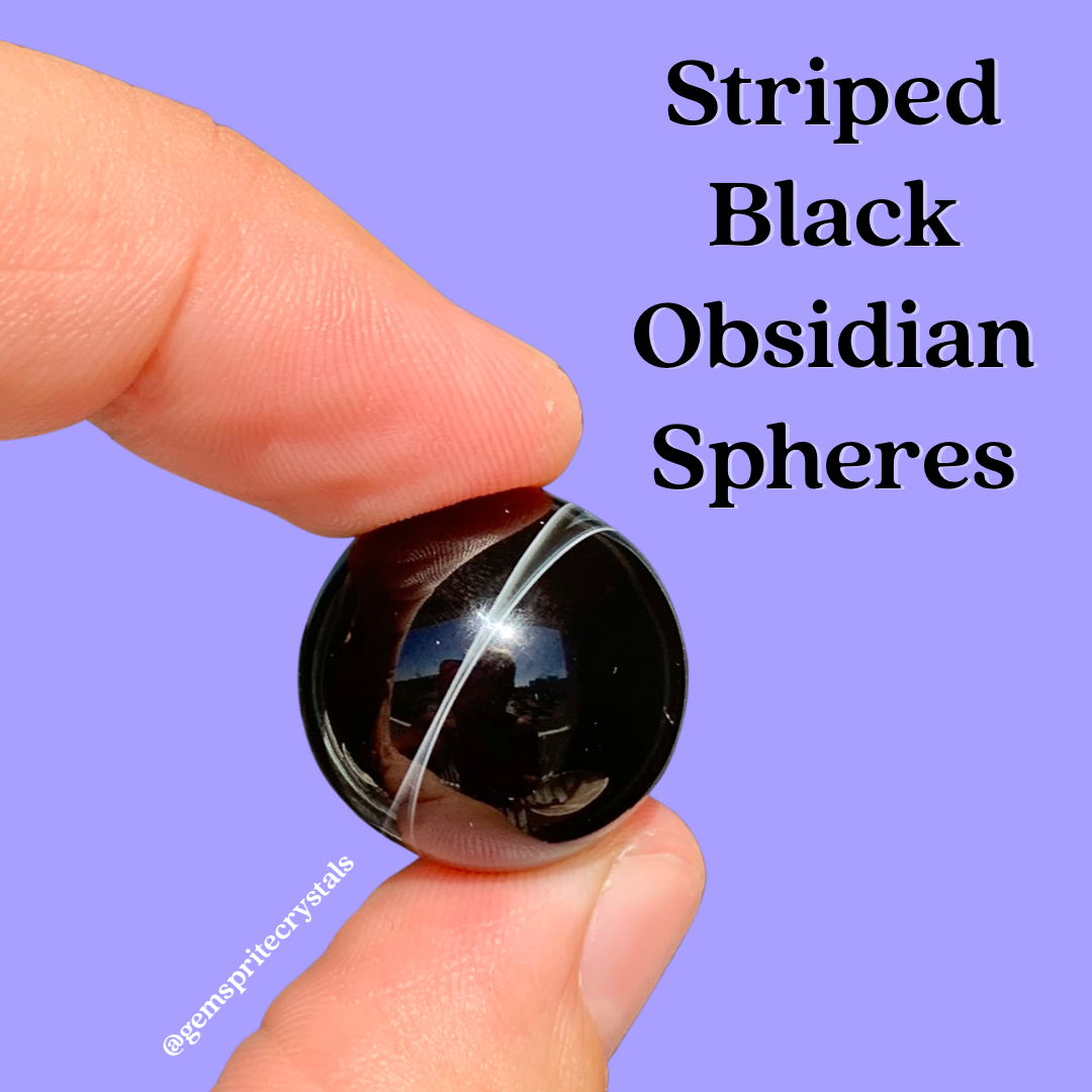 Striped Black Obsidian Sphere