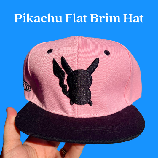 Pink and Black Pikachu Flat Brim Hat