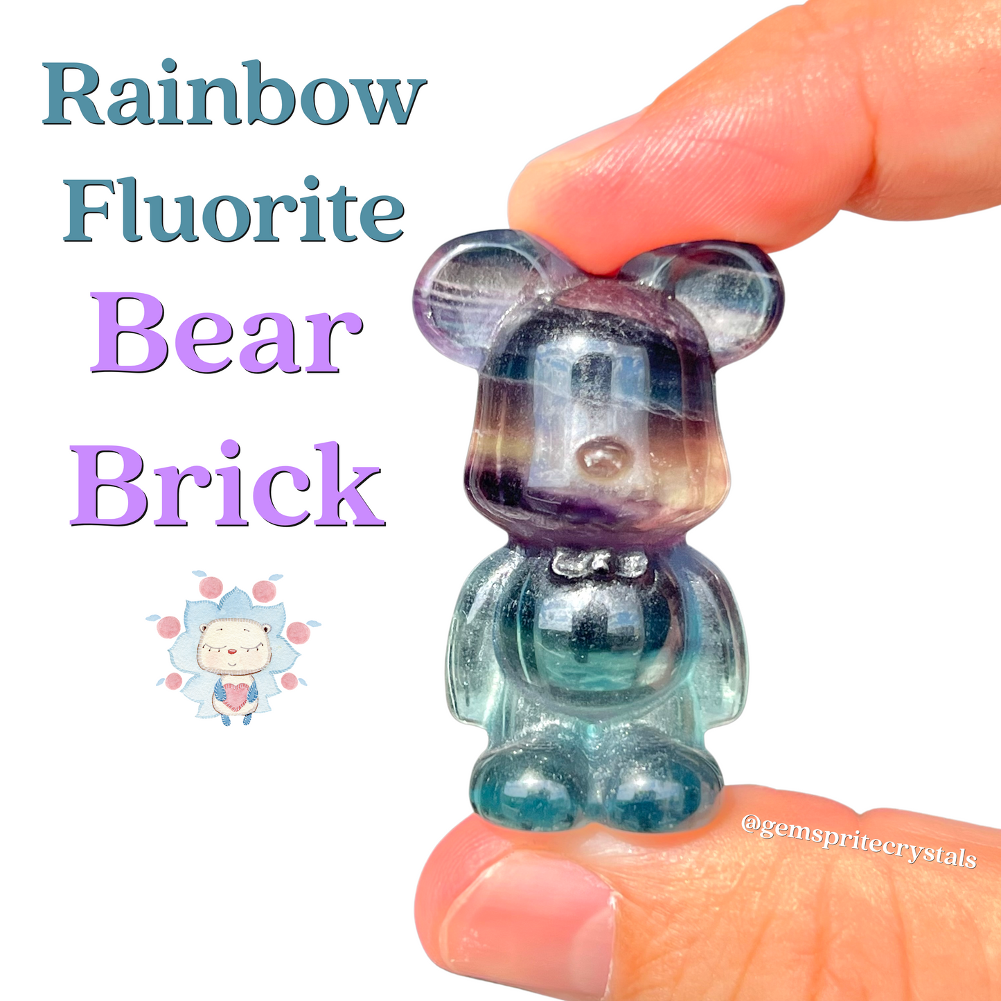 Rainbow Fluorite Bear Brick
