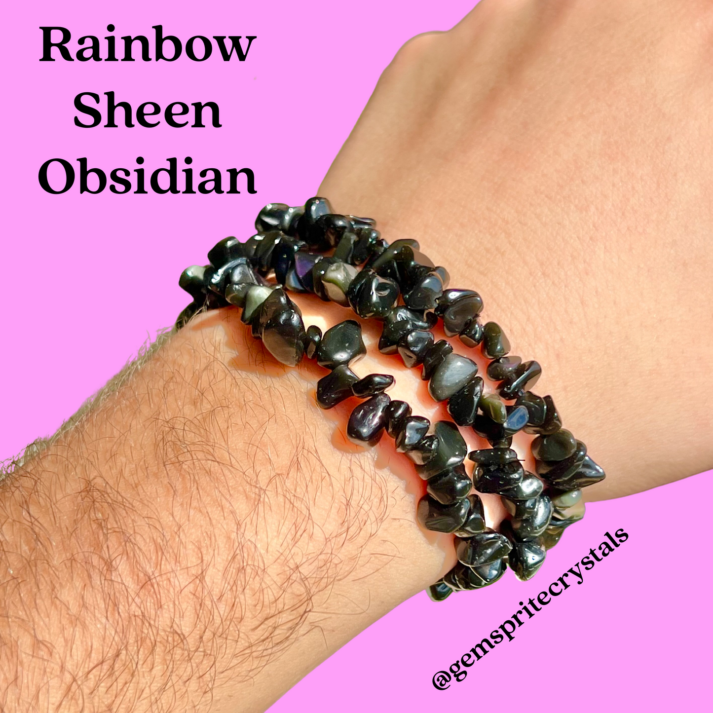 Rainbow Sheen Obsidian Bracelet