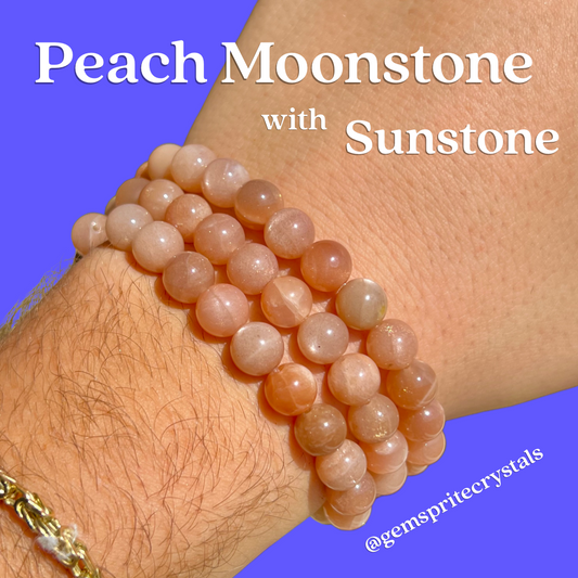 Peach Moonstone with Sunstone Bracelet