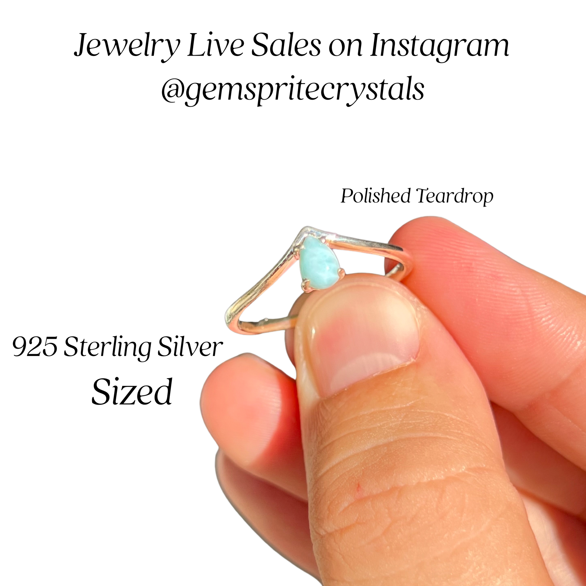 Larimar Water Drop Ring – Gemsprite