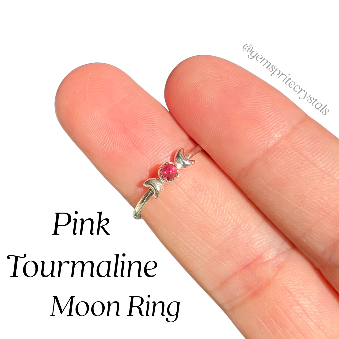 Pink Tourmaline Double Moon Ring
