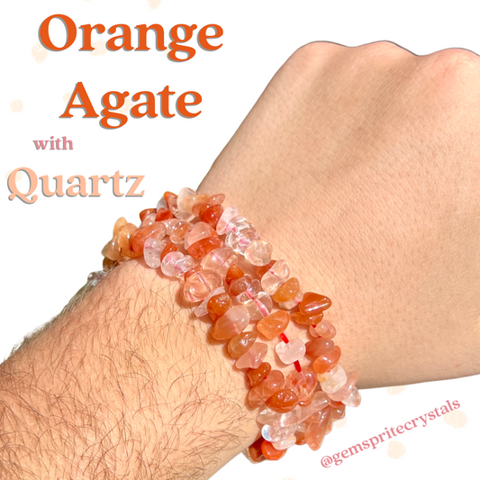 Orange Agate with Quartz Bracelet