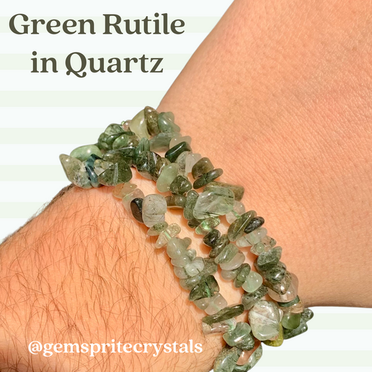 Green Rutile in Quartz Bracelets