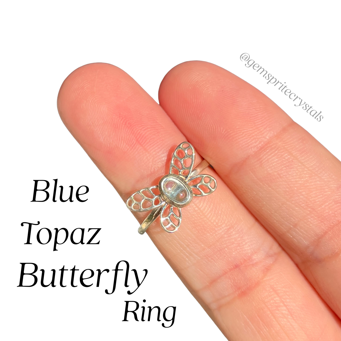 Blue Topaz Butterfly Ring