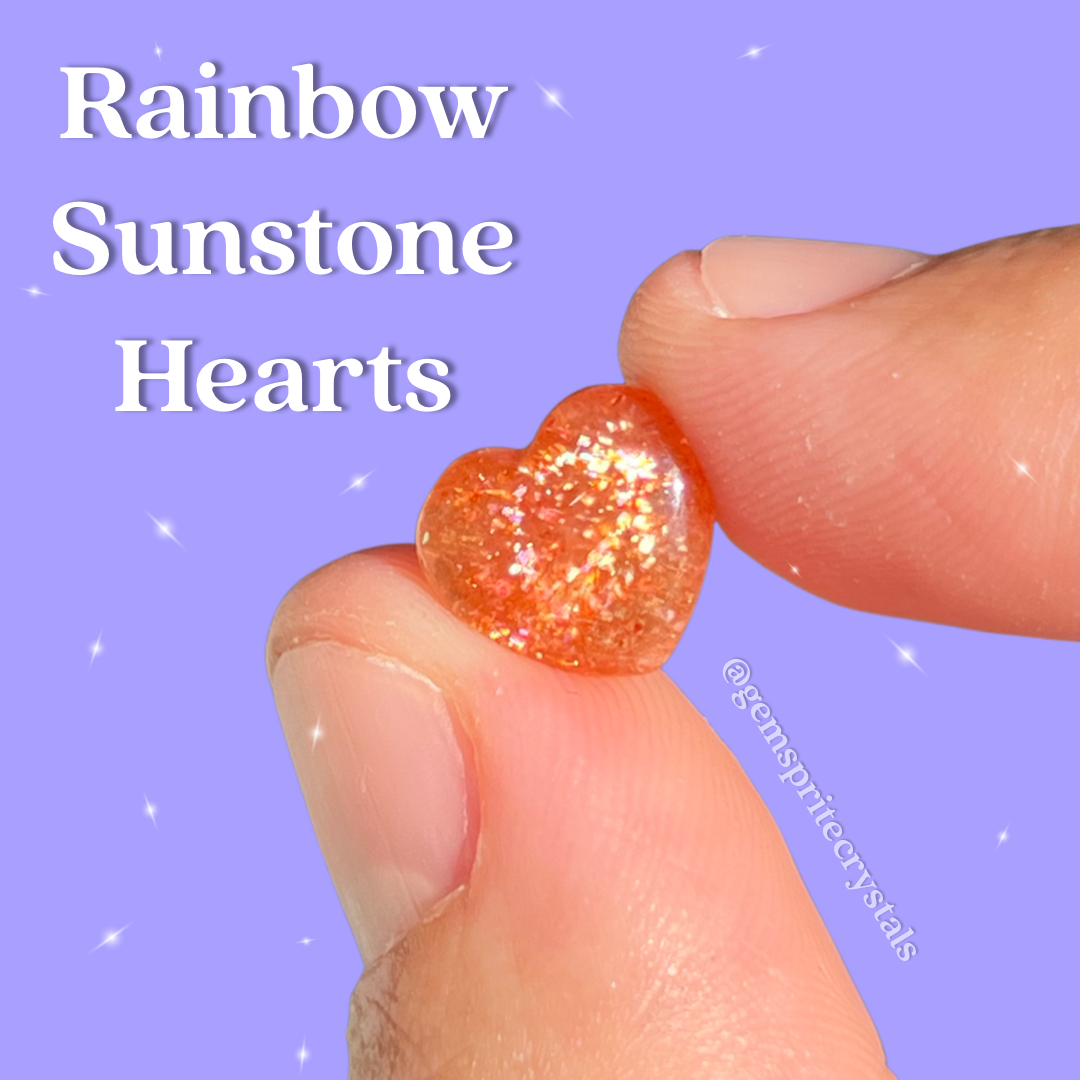 Rainbow Sunstone Heart