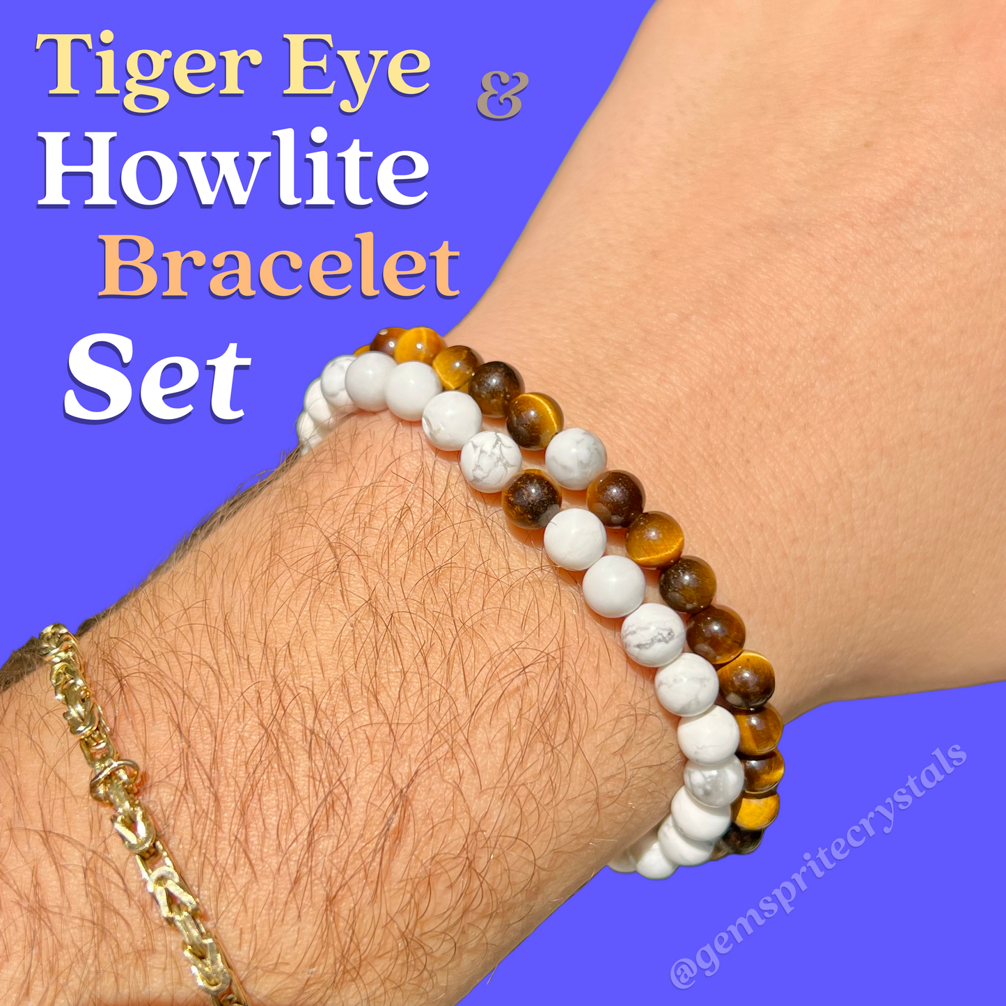 Tiger Eye & Howlite Bracelet Set