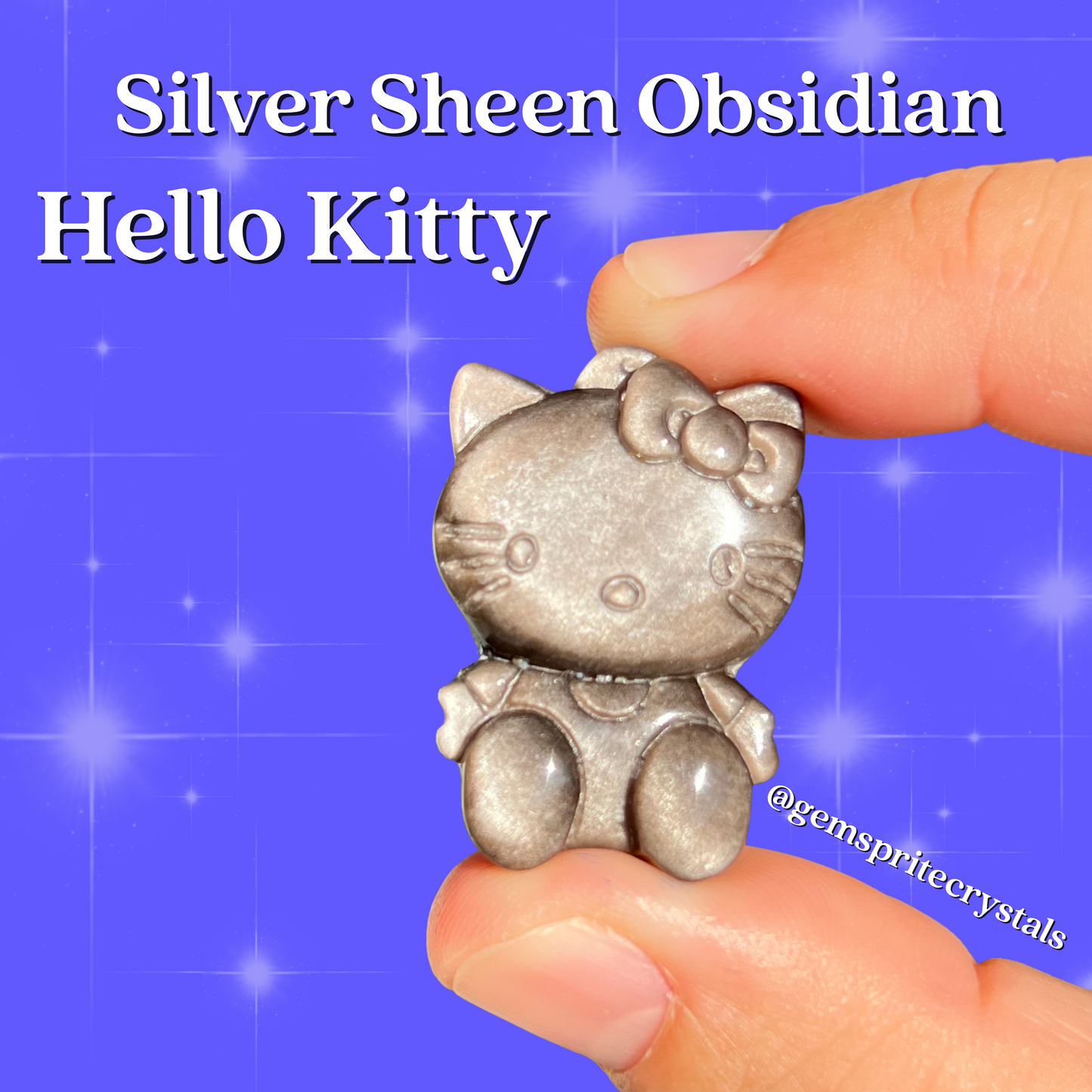 Gold & Silver Sheen Obsidian Hello Kitty
