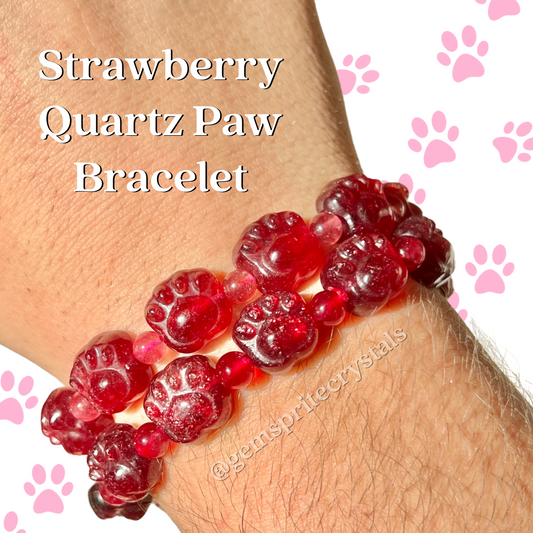 Strawberry Quartz Paw Bracelet