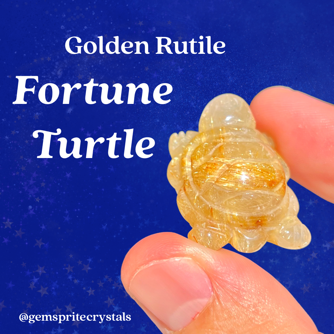 Golden Rutile Fortune Turtle